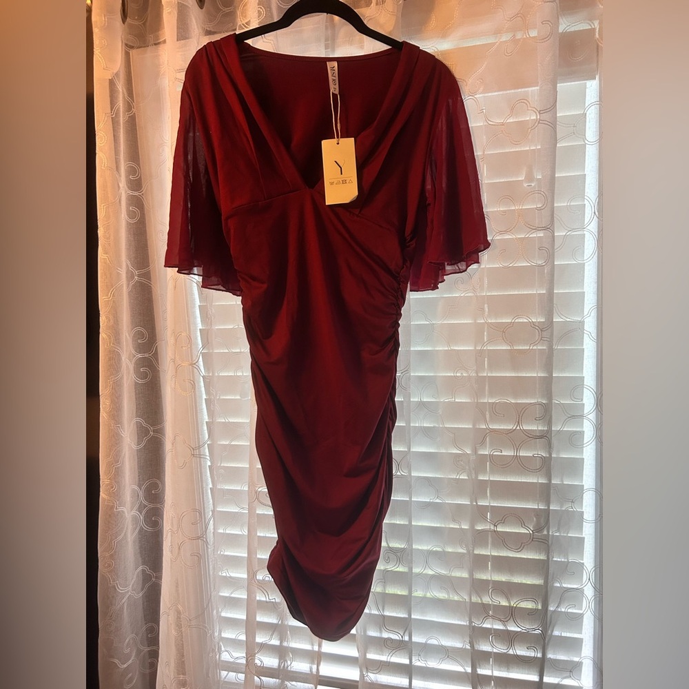 Deep Red Midi Dress